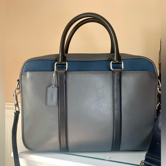 *WEEK SPECIAL. Coach Gray Leather Briefcase 14. 5 L x 10.5 H - Picture 1 of 10
